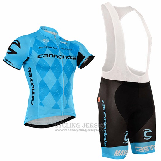 2016 Cycling Jersey Cannondale Black and Blue Short Sleeve and Bib Short